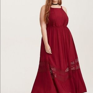 Torrid red gauze and lace maxi dress - BNWT